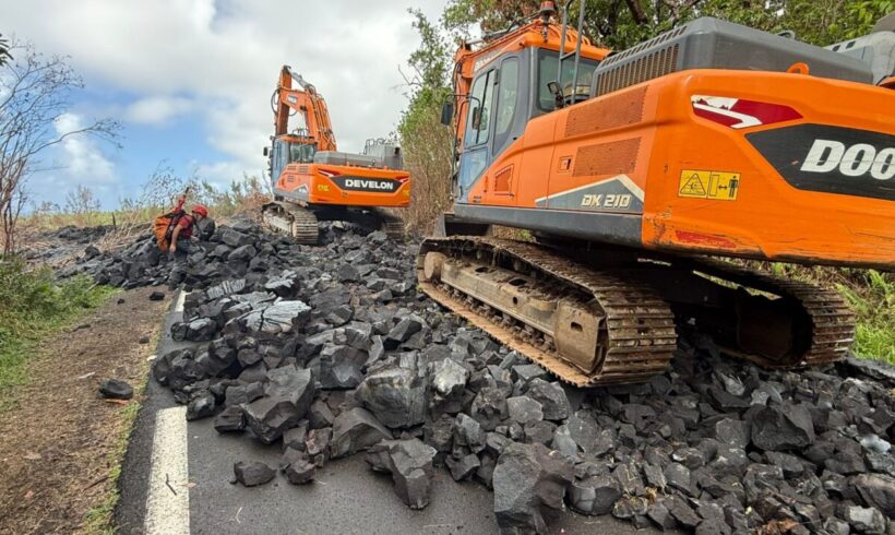 Route des Laves à Sainte-Rose : circulation rétablie en totalité le 28 mai dans l’après-midi Route des Laves à Sainte-Rose : circulation rétablie en totalité le 28 mai dans l’après-midi
