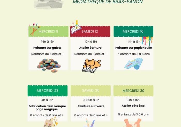 Médiathèque de Bras-Panon : planning de septembre 2026