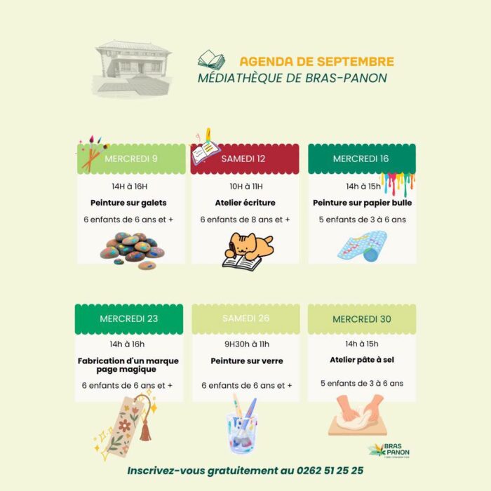 Médiathèque de Bras-Panon : planning de septembre 2026 Médiathèque de Bras-Panon : planning de septembre 2026